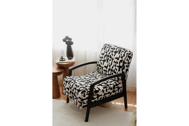 Illen Öronlappsfåtölj - Sort/Hvit - Møbler - Stoler & lenestoler - Lenestoler - Ørelappstol