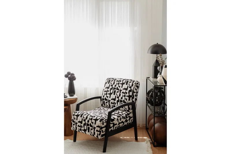 Illen Öronlappsfåtölj - Sort/Hvit - Møbler - Stoler & lenestoler - Lenestoler - Ørelappstol