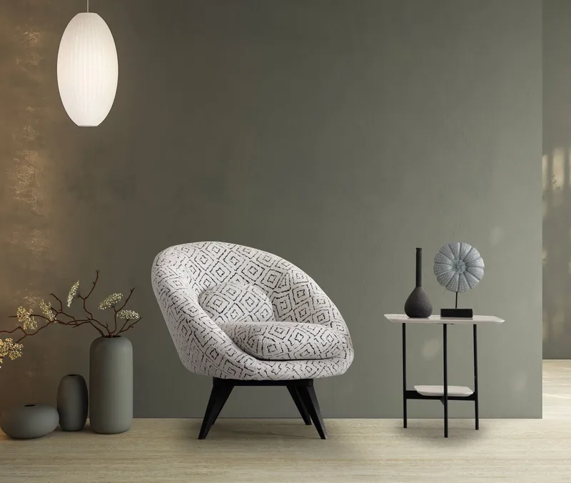 Ingang lenestol Chenille - Hvit / Svart - Møbler - Stoler & lenestoler - Lenestoler