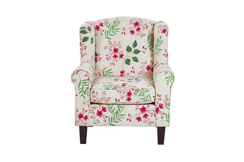 Ingeberg Lenestol med fotskammel Blomstermønster - Beige - Møbler - Stoler & lenestoler - Lenestoler