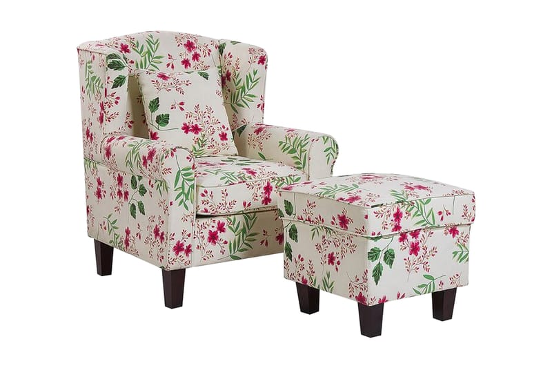 Ingeberg Lenestol med fotskammel Blomstermønster, Beige