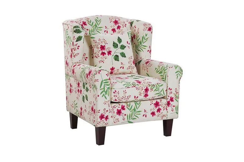Ingeberg Lenestol med fotskammel Blomstermønster - Beige - Møbler - Stoler & lenestoler - Lenestoler