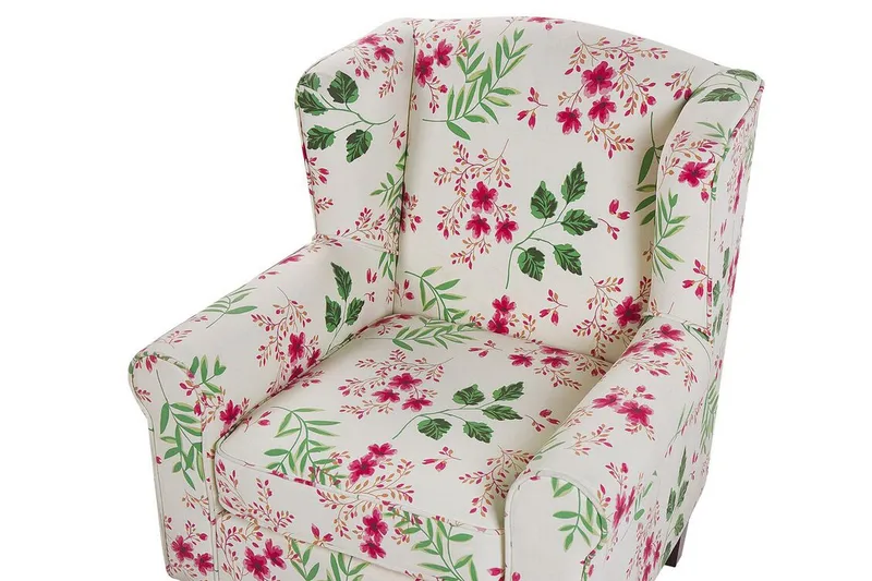 Ingeberg Lenestol med fotskammel Blomstermønster - Beige - Møbler - Stoler & lenestoler - Lenestoler