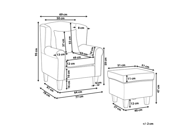 Ingeberg Lenestol med fotskammel Blomstermønster - Beige - Møbler - Stoler & lenestoler - Lenestoler