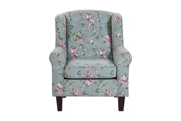 Ingeberg Lenestol med Fotskammel Blomstermønster - Grønn - Møbler - Stoler & lenestoler - Lenestoler