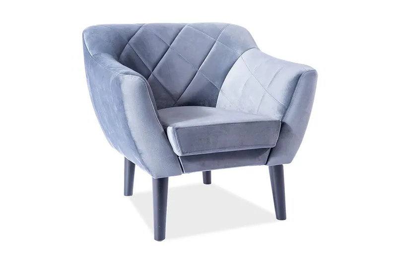 Karond Fløyelslenestol, Grå/Tre