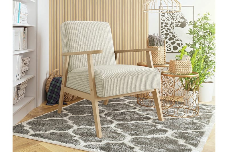 Knocklong Fåtölj Beige/Wood - Møbler - Stoler & lenestoler - Lenestoler