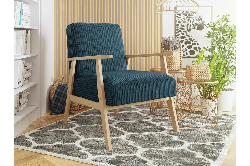 Knocklong Fåtölj Dark blue/Tree - Møbler - Stoler & lenestoler - Lenestoler