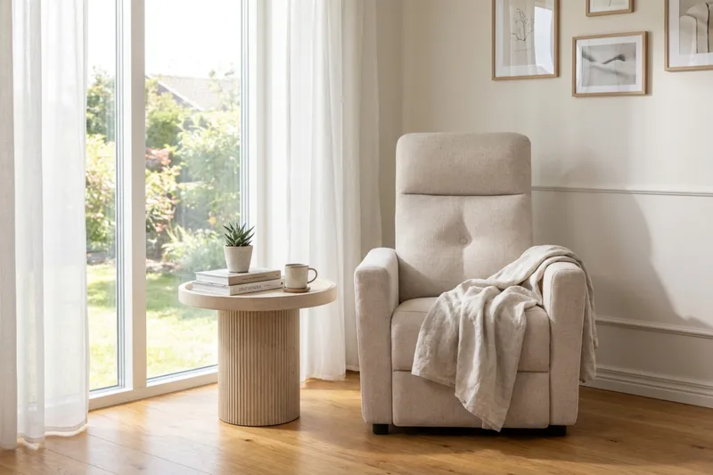 Leia manuell reclinerlenestol i stoff - Beige - Møbler - Stoler & lenestoler - Lenestoler - Recliner & kinostol
