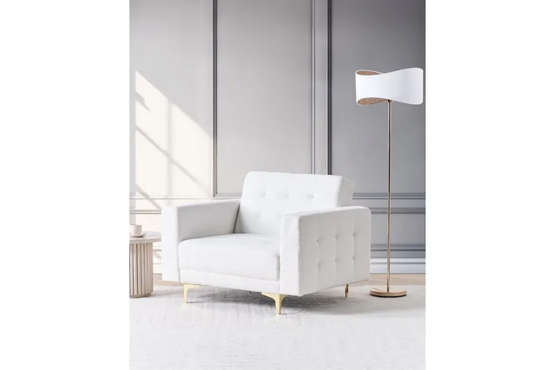 Lenestol Aberdeen - Hvitt, gull, Hvit, gull - Møbler - Stoler & lenestoler - Lenestoler