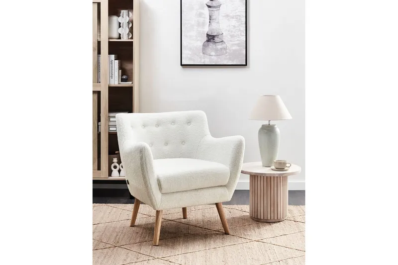 Lenestol Drammen Hvit/lyst tre - Hvit/lyst tre - Møbler - Stoler & lenestoler - Lenestoler - Klubblenestol