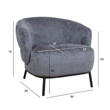 Lenestol HOME4YOU Gemala 100x40xh115 cm, svart - mørkegrå - Møbler - Stoler & lenestoler - Lenestoler - Klubblenestol