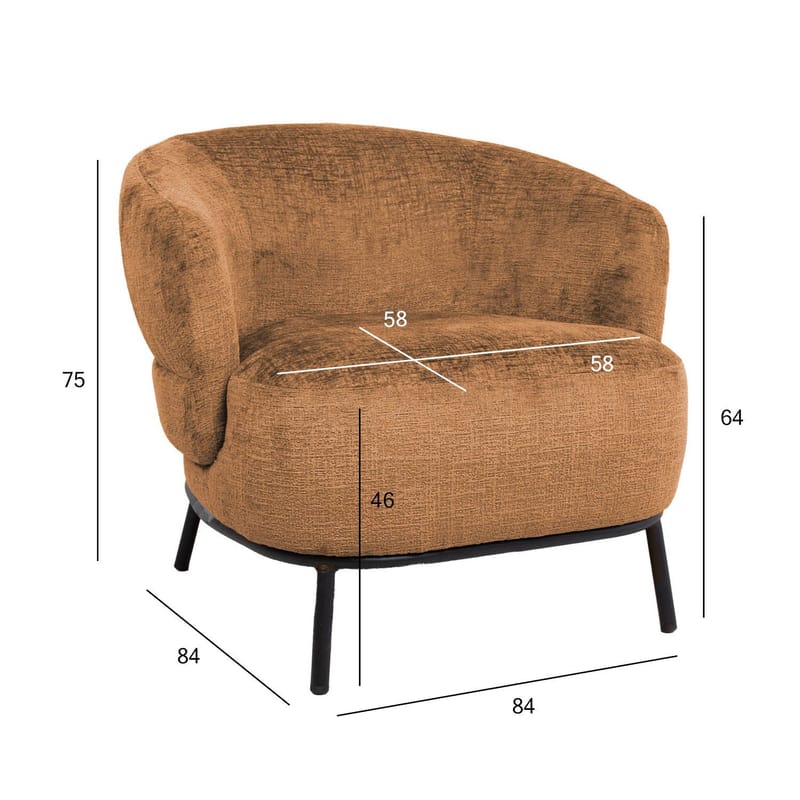 Lenestol HOME4YOU Gemala 150x40xh80 cm, svart - oransje - Møbler - Stoler & lenestoler - Lenestoler - Klubblenestol