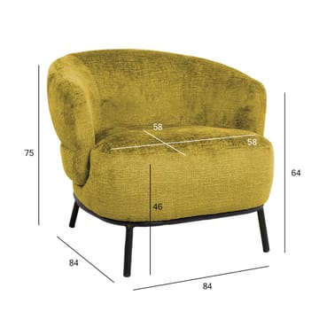 Lenestol HOME4YOU Gemala 80x40xh90 cm, svart - gul - Møbler - Stoler & lenestoler - Lenestoler - Klubblenestol