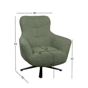 Lenestol HOME4YOU Helga 80x40xh80 cm, melamin eik - grønn - Møbler - Stoler & lenestoler - Lenestoler