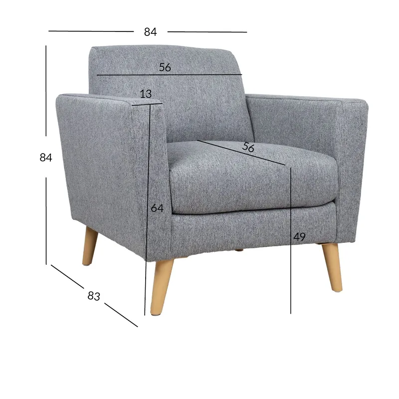 Lenestol HOME4YOU Kaili grå - Grå - Møbler - Stoler & lenestoler - Lenestoler - Klubblenestol