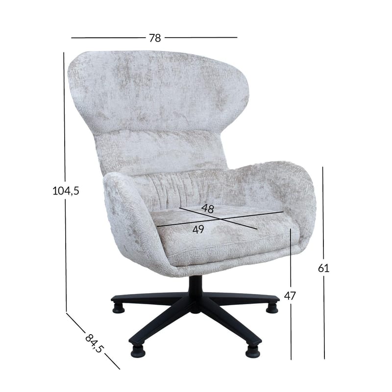 Lenestol HOME4YOU Karolina 100x40xh140 cm, eik - Kremhvit - Møbler - Stoler & lenestoler - Lenestoler - Ørelappstol