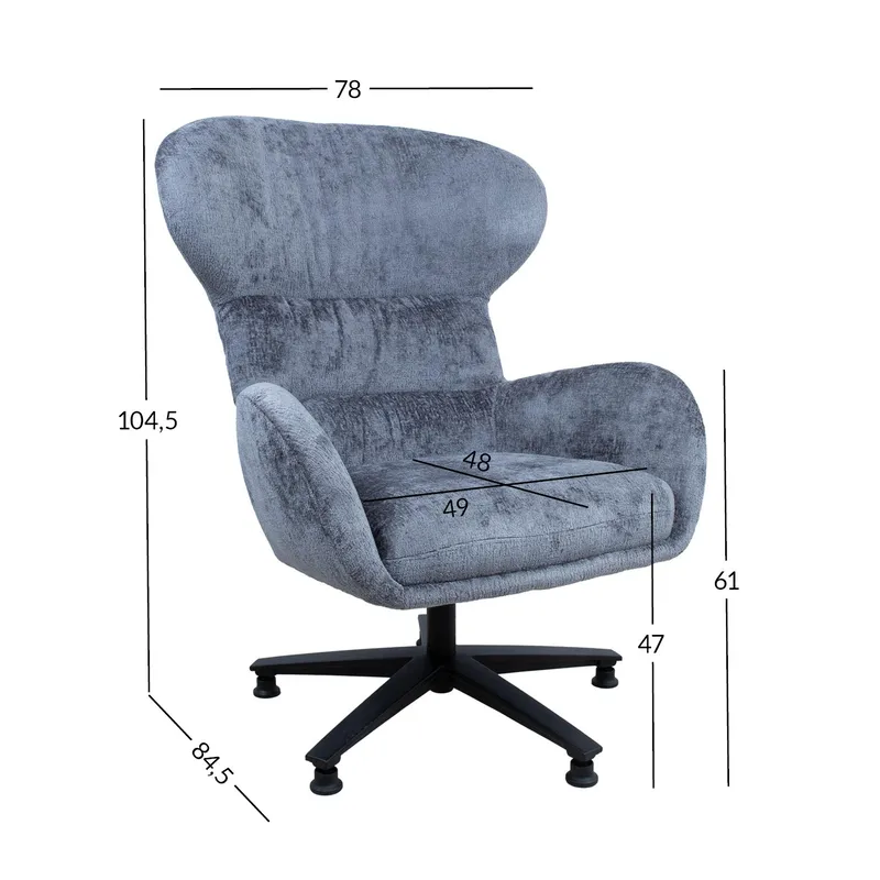 Lenestol HOME4YOU Karolina 180x40xh76 cm, eik - Grå - Møbler - Stoler & lenestoler - Lenestoler - Ørelappstol