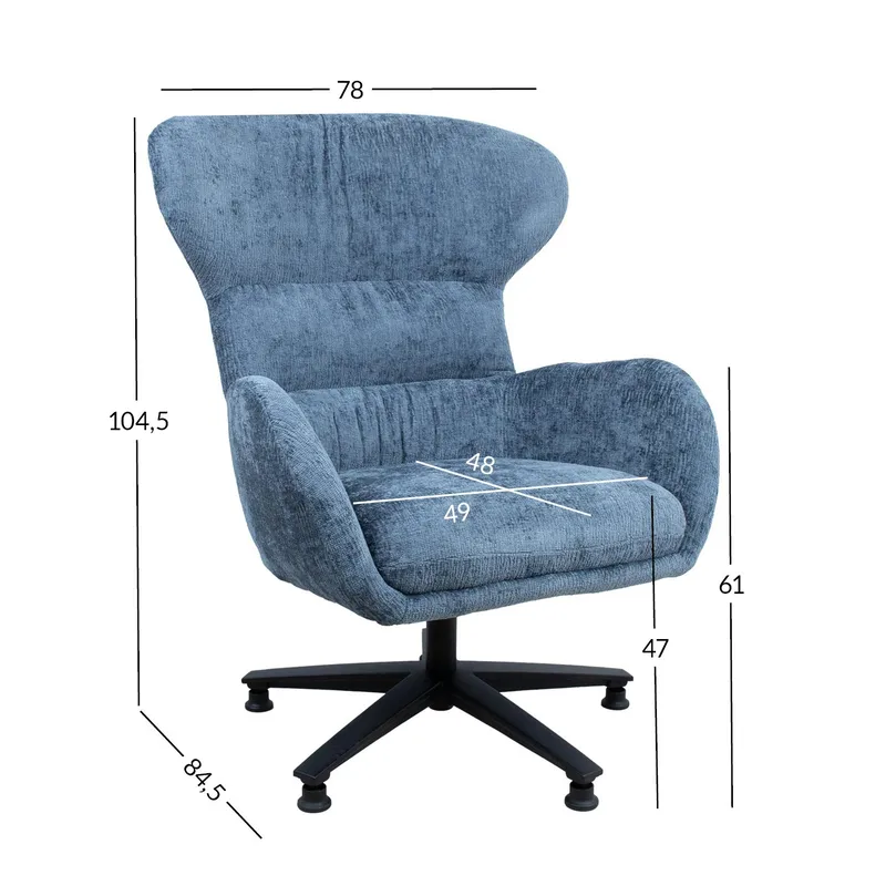 Lenestol HOME4YOU Karolina 80x40xh85 cm, melamin med eikebark - Blå - Møbler - Stoler & lenestoler - Lenestoler - Ørelappstol