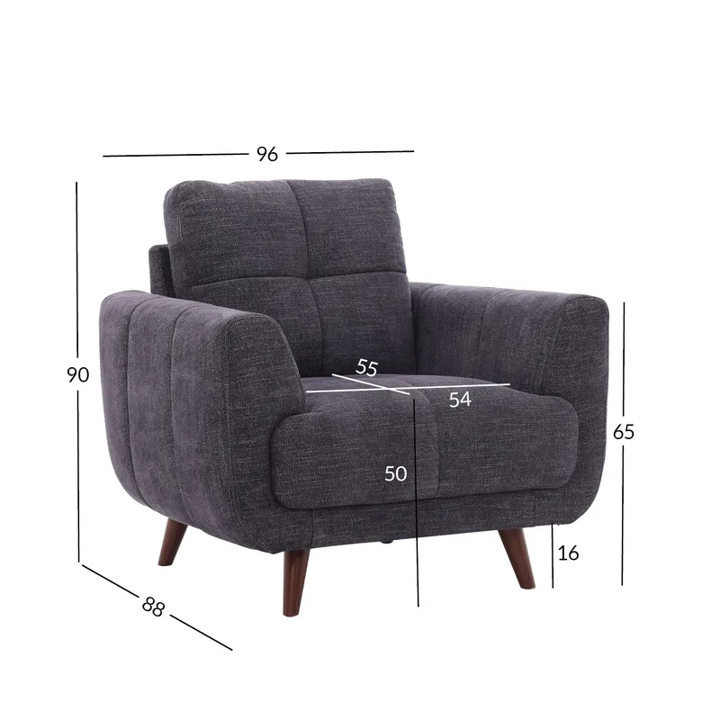 Lenestol HOME4YOU Steve mørk grå - Mørk grå - Møbler - Stoler & lenestoler - Lenestoler - Klubblenestol