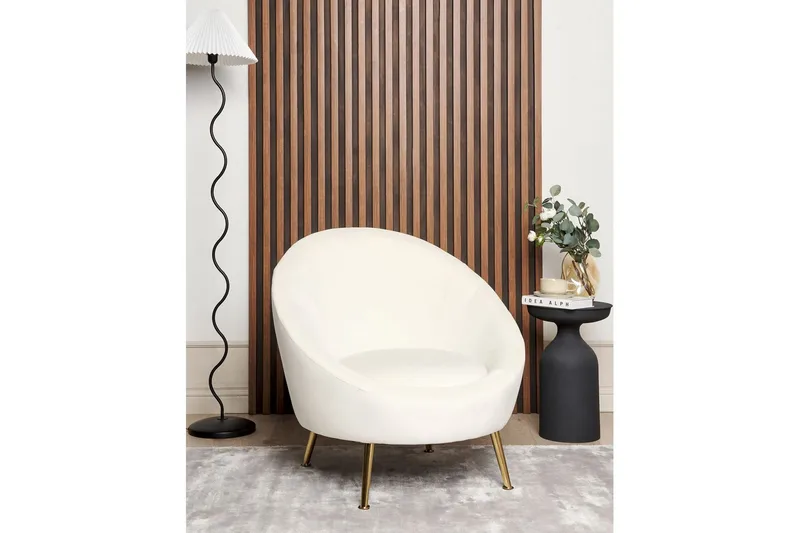 Lenestol Langa - Hvitt, gull - Møbler - Stoler & lenestoler - Lenestoler - Klubblenestol