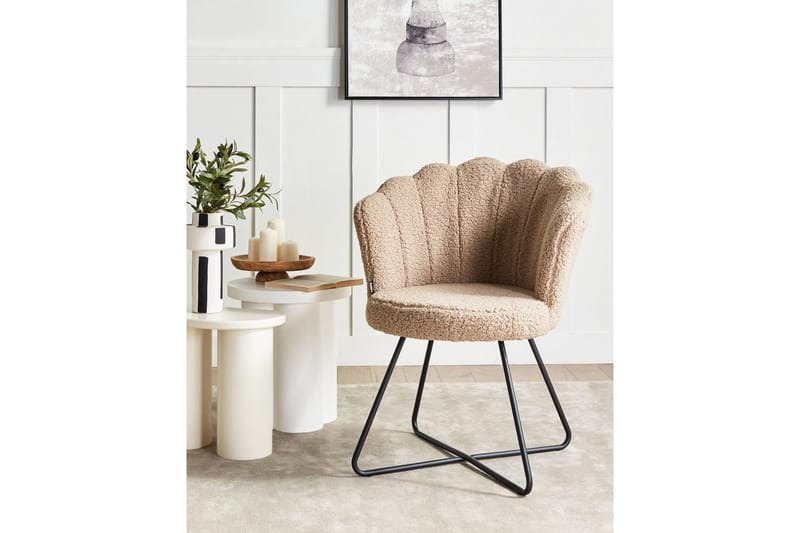 Lenestol Lovelock - Beige, svart/Bouclé - Møbler - Stoler & lenestoler - Lenestoler - Lenestoler uten armlene