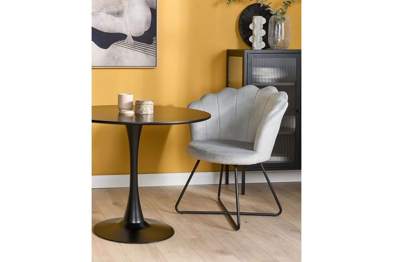 Lenestol Lovelock - Grå, svart/Fløyel - Møbler - Stoler & lenestoler - Lenestoler - Lenestoler uten armlene