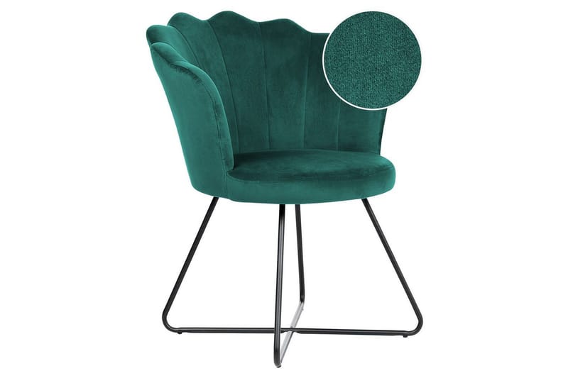 Lenestol Lovelock - Grønn, svart/Fløyel, Grønn, Svart/Fløyel - Møbler - Stoler & lenestoler - Lenestoler - Lenestoler uten armlene