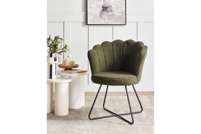 Lenestol Lovelock - Mørk grønn, svart/bouclé, Mørkegrønn, svart/bouclé - Møbler - Stoler & lenestoler - Lenestoler - Lenestoler uten armlene