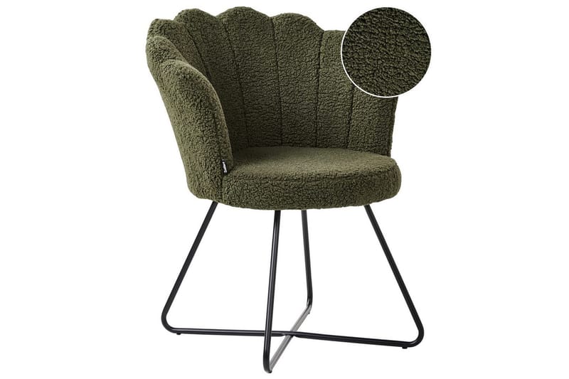 Lenestol Lovelock - Mørk grønn, svart/bouclé, Mørkegrønn, svart/bouclé - Møbler - Stoler & lenestoler - Lenestoler - Lenestoler uten armlene