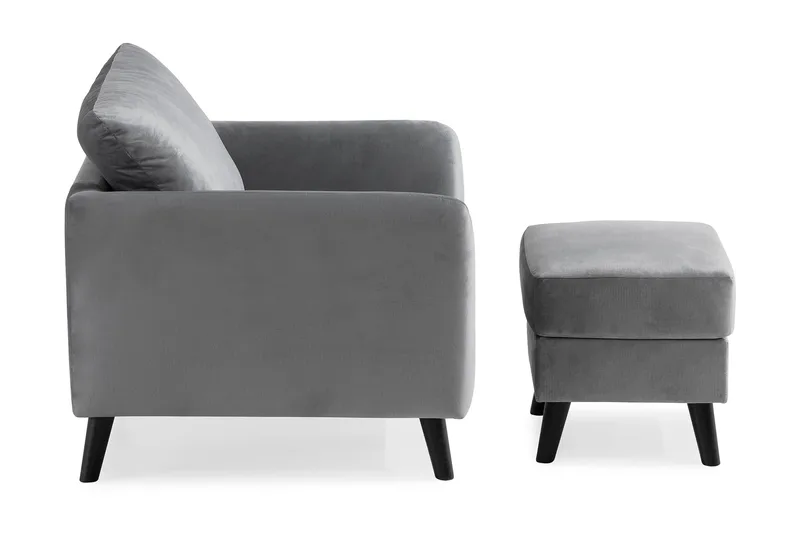 Trend Lenestol med Fotskammel Fløyel - Lysegrå - Møbler - Stoler & lenestoler - Lenestoler - Lenestol med fotskammel