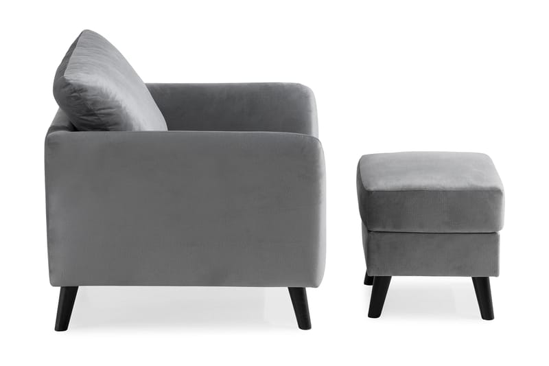 Trend Lenestol med Fotskammel Fløyel - Lysegrå - Møbler - Stoler & lenestoler - Lenestoler - Lenestol med fotskammel