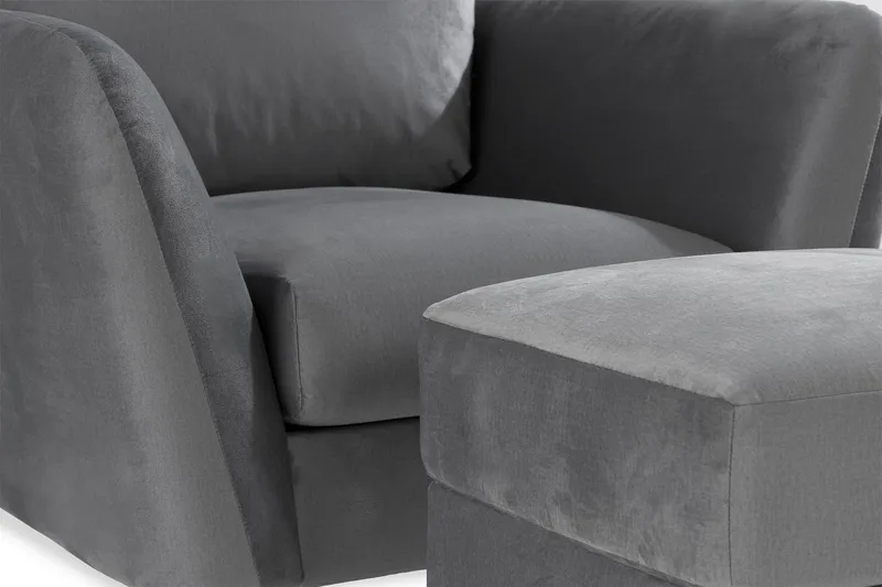 Trend Lenestol med Fotskammel Fløyel - Lysegrå - Møbler - Stoler & lenestoler - Lenestoler - Lenestol med fotskammel