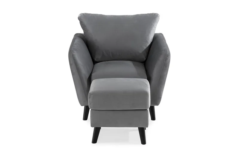 Trend Lenestol med Fotskammel Fløyel - Lysegrå - Møbler - Stoler & lenestoler - Lenestoler - Lenestol med fotskammel