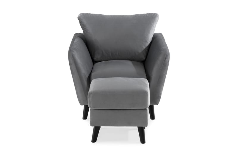 Trend Lenestol med Fotskammel Fløyel - Lysegrå - Møbler - Stoler & lenestoler - Lenestoler - Lenestol med fotskammel