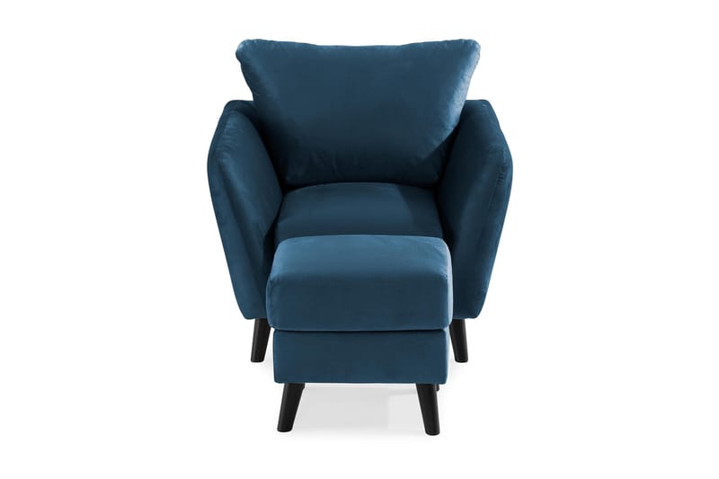 Trend Lenestol med Fotskammel - Midnattsblå Fløyel - Møbler - Stoler & lenestoler - Lenestoler - Lenestol med fotskammel