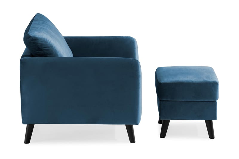 Trend Lenestol med Fotskammel - Midnattsblå Fløyel - Møbler - Stoler & lenestoler - Lenestoler - Lenestol med fotskammel