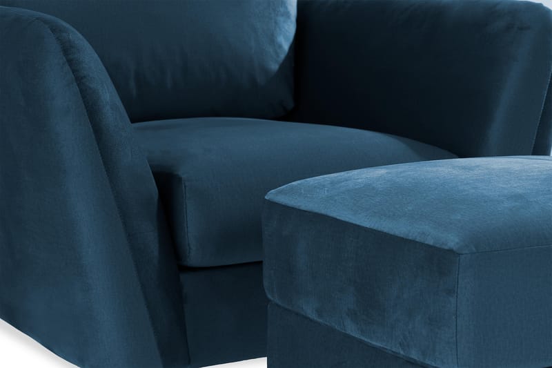 Trend Lenestol med Fotskammel - Midnattsblå Fløyel - Møbler - Stoler & lenestoler - Lenestoler - Lenestol med fotskammel