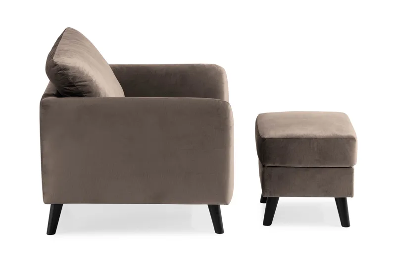 Trend Lenestol med Fotskammel - Muldvarp Fløyel - Møbler - Stoler & lenestoler - Lenestoler - Lenestol med fotskammel