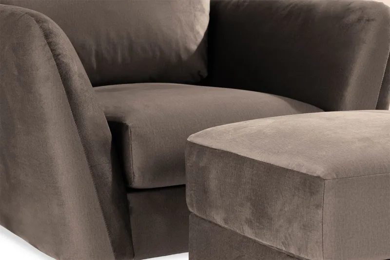 Trend Lenestol med Fotskammel - Muldvarp Fløyel - Møbler - Stoler & lenestoler - Lenestoler - Lenestol med fotskammel