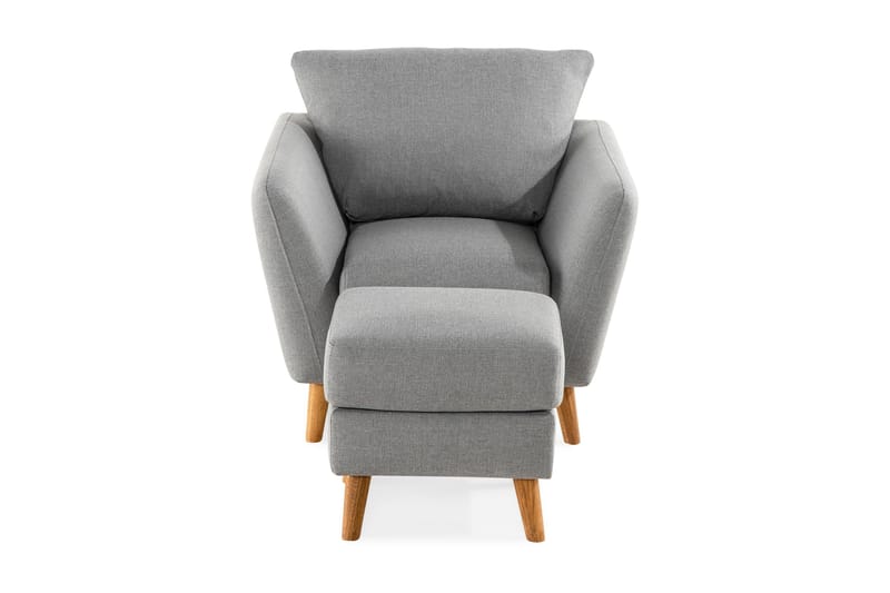 Trend Sofagruppe Lenestol med Fotskammel - Lysegrå - Møbler - Stoler & lenestoler - Lenestoler - Lenestol med fotskammel