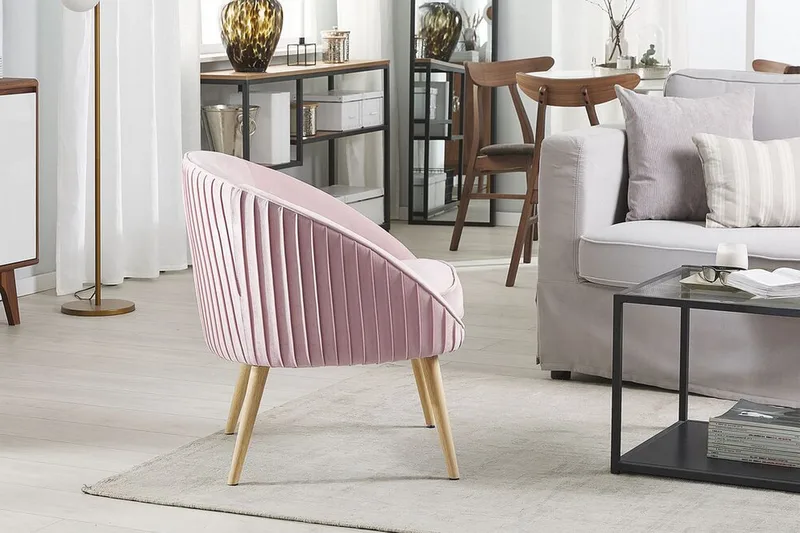 Skaten Fløyelslenestol - Rosa - Møbler - Stoler & lenestoler - Lenestoler - Lenestoler uten armlene
