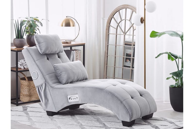 Volans Sjeselong med Bluetooth-høytaler - Fløyel/Grå - Møbler - Stoler & lenestoler - Lenestoler - Liggestol