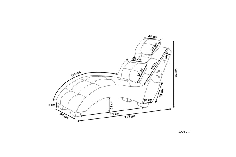 Volans Sjeselong med Bluetooth-høytaler - Fløyel/Grå - Møbler - Stoler & lenestoler - Lenestoler - Liggestol