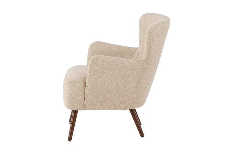Lincoln Lenestol i Bouclé med Treben - Beige - Møbler - Stoler & lenestoler - Lenestoler