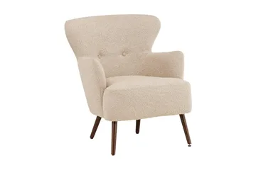 Lincoln Lenestol i Bouclé med Treben - Beige - Møbler - Stoler & lenestoler - Lenestoler