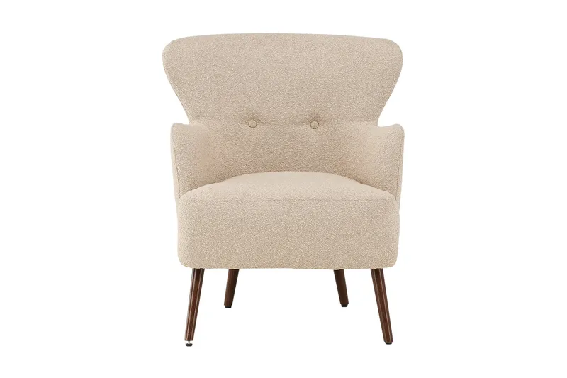 Lincoln Lenestol i Bouclé med Treben - Beige - Møbler - Stoler & lenestoler - Lenestoler