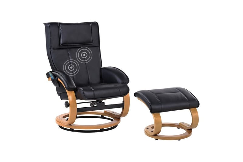 Massasjestol Majestic, Svart, lyst tre