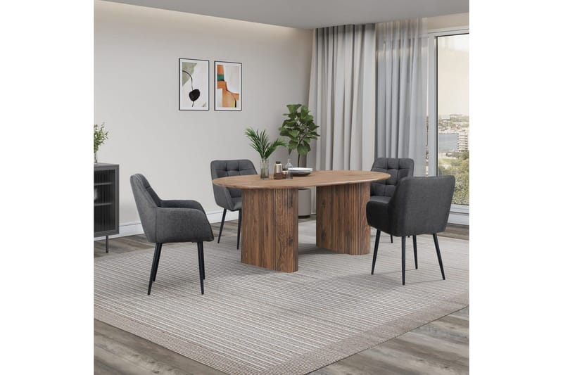 Lenestoler (med armlener) Loft24 Bostony karmstol Mørkegrå - Møbler - Stoler & lenestoler - Spisestuestoler & kjøkkenstoler