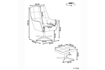 Molle Oval Dreibar Lenestol i Stoff med Metallunderstell - Lysegrå - Møbler - Stoler & lenestoler - Lenestoler